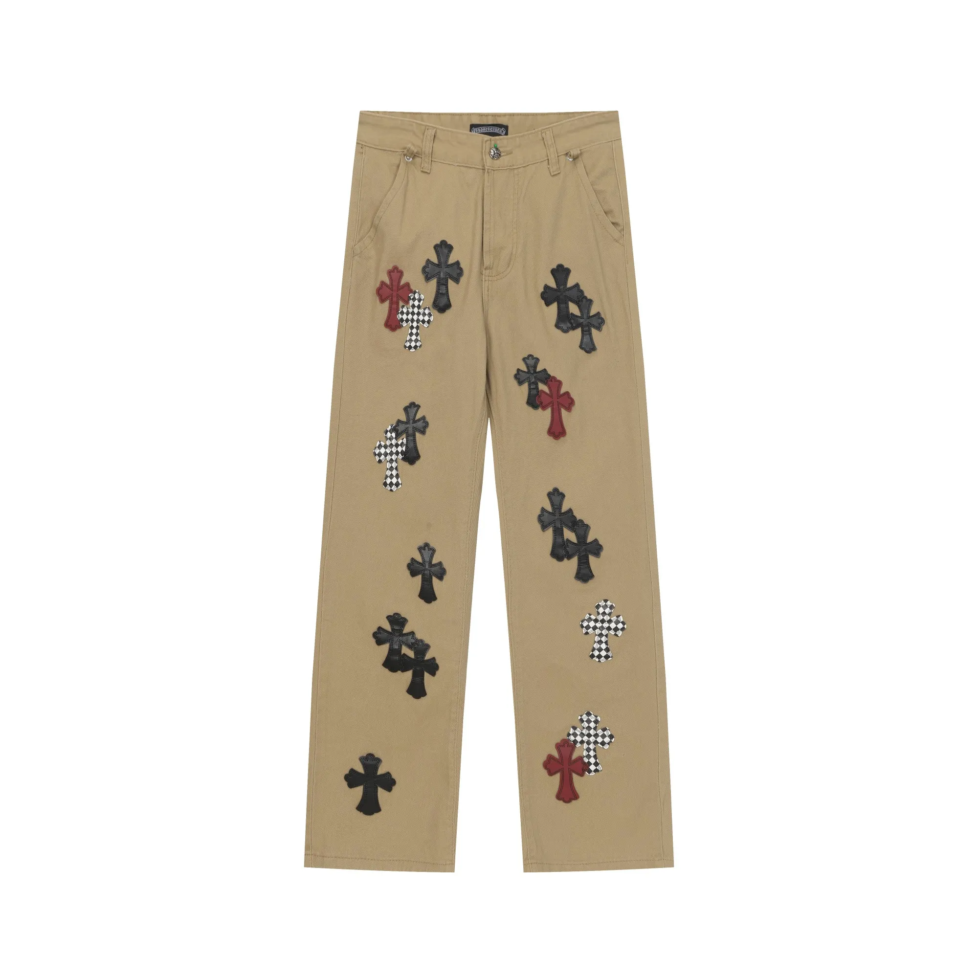P280 -Chrome Hearts/Chrome Hearts 25ss classic colored leather cross washed color fabric unisex denim trousers -Vibe style straight stacked god-level version -Carbon fine bias denim color fabric -Old vintage complete set of hardware - Chrome Hearts high version uses high-ounce custom fabrics, fermentation washing and soft color fixation, soft and thick to wear. The details are all made by hand-polished craftsmanship. All-over jacquard fabrics. Unique design style. Create a full retro feel through multiple processes Niche unique non-contrasting shirt Customized distressed spray-painted buttons Craftsmanship in every detail Color: Picture color Code number: 28-36